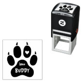 Grappige huisdierenhond naam pootafdruk hart & han zelfinktende stempel (In situ)