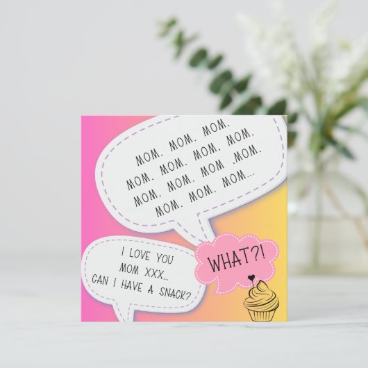 grappige humor cupcake mam ROZE moeder dag Feestdagenkaart (Staand voorkant)