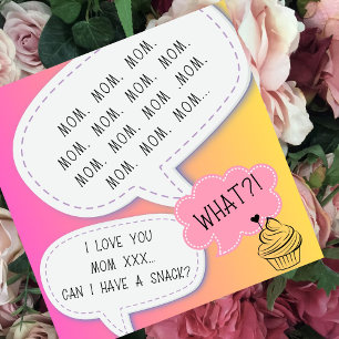 grappige humor cupcake mam ROZE moeder dag Feestdagenkaart
