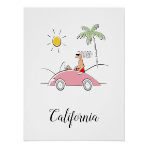 Grappige humoristische california dame Fancy auto Perfect Poster