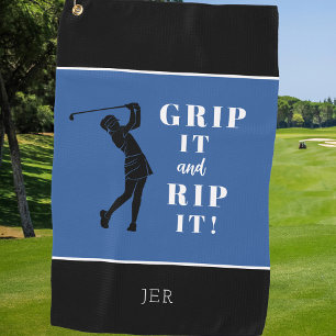 Grappige Humoristische Dames Golf Greep Rip Blauw Golfhanddoek