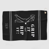 Grappige humoristische golfgreep het rip Mannen zw Golfhanddoek (Horizontaal)