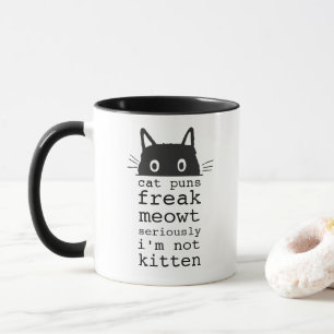 Grappige Humoristische Katten Puns Freak Meowt Mok