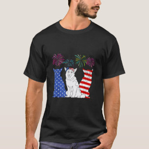 Grappige Husky 4 juli  Husky Amerikaanse Vlag A T-shirt