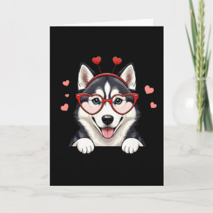 Grappige Husky Hart Hoofddeksel Valentijn Husky Da Kaart