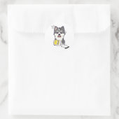 Grappige husky hond gemorste mayonaise ronde sticker (Tas)
