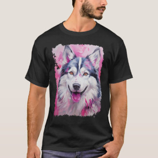 Grappige Husky Hond Roze T-shirt