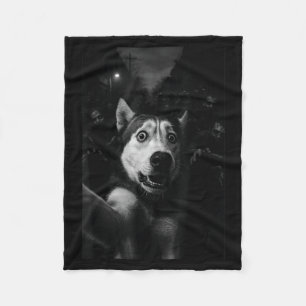 Grappige Husky Selfie Zombie Halloween Hond Fleece Deken