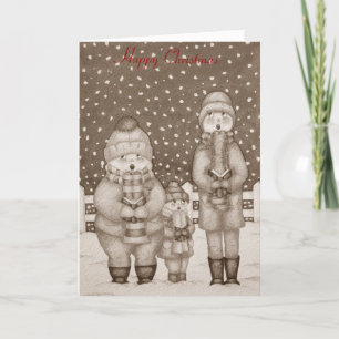 grappige hymnezangers in sneeuwKerstmis Feestdagen Kaart