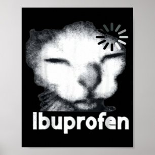 Grappige Ibuprofen Kat Meme met Cringe Lelijke Kat Poster