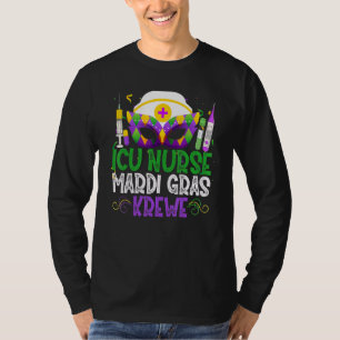 Grappige Icu verpleegster Krewe maskers Mardi Gras T-shirt