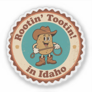 Grappige Idaho Badge_ Cowboy Aardappel met Lasso Sticker