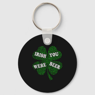Grappige Ierse bier klavertje luipaard St.Patricks Sleutelhanger