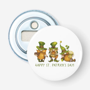 Grappige Ierse kabouters Fijne St. Patrick's Dag Button Flesopener