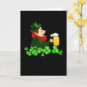 Grappige Ierse Leprechaun tekening Kaart (Gele Bloem)