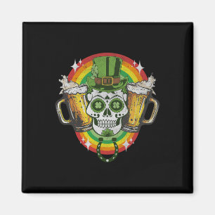 Grappige Ierse schedel St Patricks Day Beer Leprec Magneet