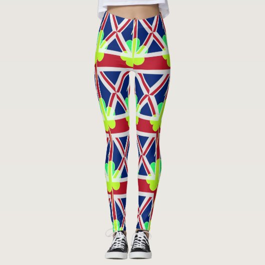 Grappige Ierse Shamrock Union Jack Vlag St. Patric Leggings (Voorkant)
