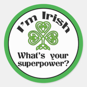Grappige Ierse Superpower Shamrock Ronde Sticker