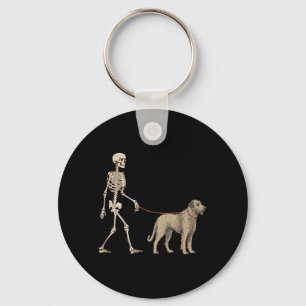 Grappige Ierse Wolfshond Skelet Hond Wandelen Sleutelhanger