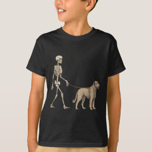 Grappige Ierse Wolfshond Skelet Hond Wandelen T-shirt