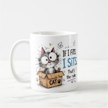 Grappige "If I Fits, I Sits" Schattige Kat in Doos