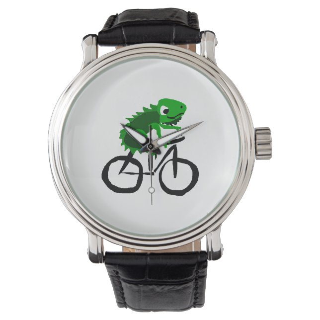 Grappige Iguana Rijfiets Horloge (Voorkant)