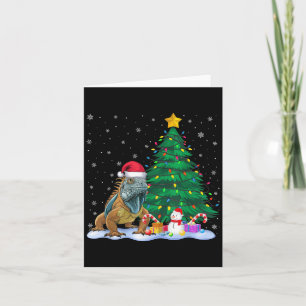 Grappige Iguana Xmas Tree Lights Rendier Pet Kerst Kaart