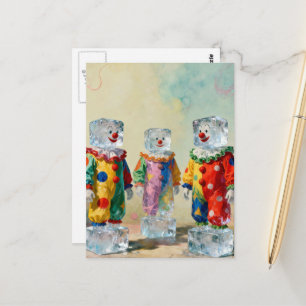 Grappige ijsblok clowns uniek en kleurrijk briefkaart