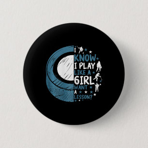 Grappige ijshockey ik weet dat ik speel als een me ronde button 5,7 cm