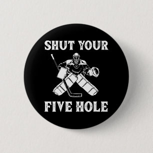 Grappige ijshockey keeper ronde button 5,7 cm