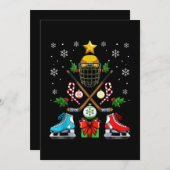 Grappige ijshockey kerstboom ornament Xmas jongens Feestdagenkaart (Voorkant / Achterkant)