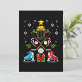 Grappige ijshockey kerstboom ornament Xmas jongens Feestdagenkaart (Staand voorkant)