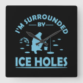 grappige ijsvisserij vierkante klok (Voorkant)