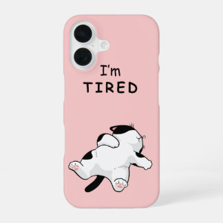 Grappige "Ik ben moe" slapende kat iPhone 16 Hoesje