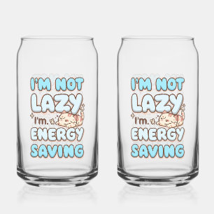 Grappige "Ik ben niet lui" blauwe bubbels font Blikvorm Glas