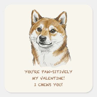 Grappige "Ik kies Jou" Shiba Inu Valentijnsdag Kun Vierkante Sticker