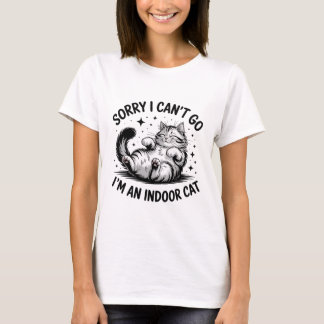 Grappige Indoor Cat Quote Clipart Sorry dat ik nie T-shirt