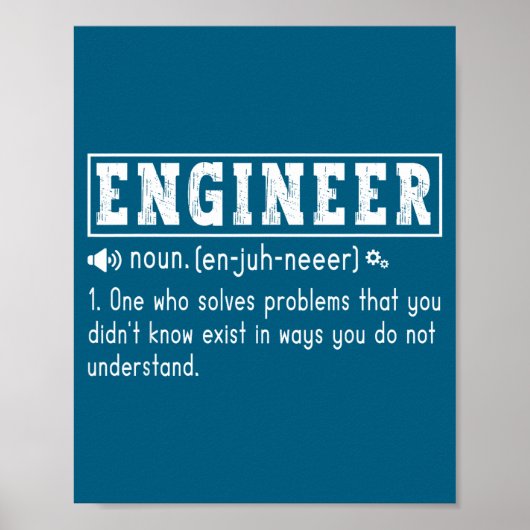 Grappige Ingenieur Definitie Engineering Probleem Poster (Voorkant)
