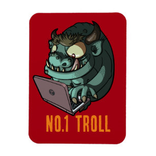 Grappige Internet Troll Nummer 1 Laptop Cartoon Magneet