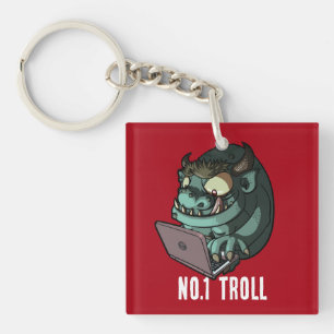 Grappige Internet Troll Nummer 1 Troll Laptop Cart Sleutelhanger