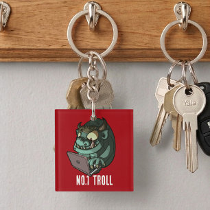 Grappige Internet Troll Nummer 1 Troll Laptop Cart Sleutelhanger