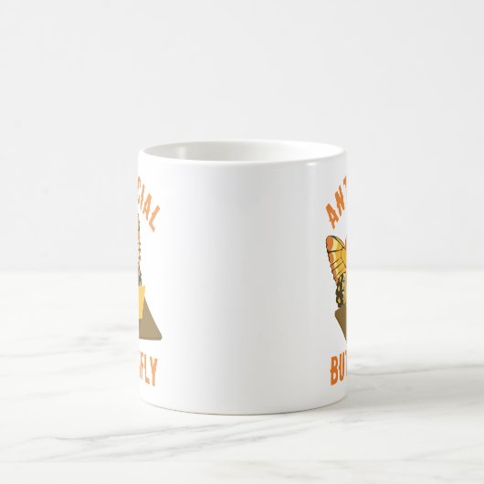 Grappige introverte esthetische antisociale vlinde koffiemok (Center)