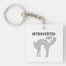Grappige introverte kat sleutelhanger | cadeau voo