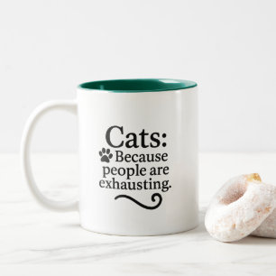 Grappige Introverte Kattenliefhebber Tweekleurige Koffiemok