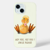 Grappige iPhone Case met Speelse Gele Eend - Smile (Achterkant)
