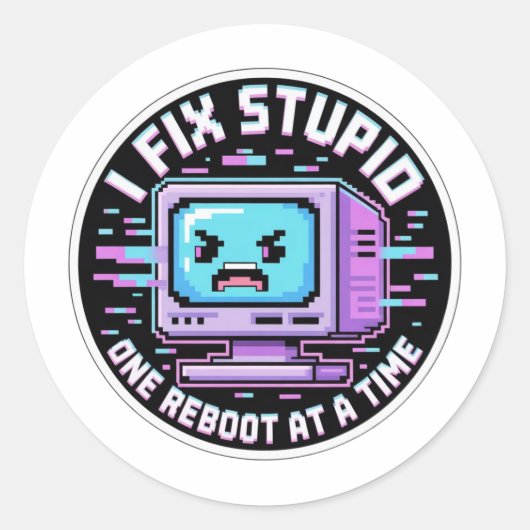 Grappige IT-ondersteuningssticker - Ik repareer do Ronde Sticker (Voorkant)