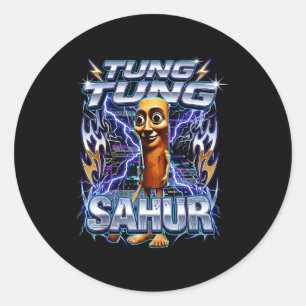 Grappige Italiaanse Brainrot Tung Tung Tung Sahur Ronde Sticker