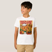 Grappige Italiaanse chef-kok kat koken pasta T-shirt (Voorkant volledig)