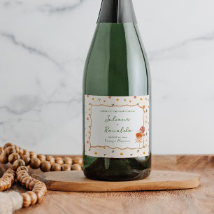 Grappige Italiaanse citrus bruiloft Sparkling Wijnetiket