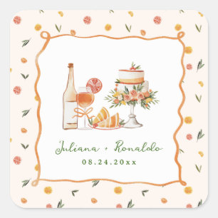 Grappige Italiaanse citrus bruiloft Vierkante Sticker